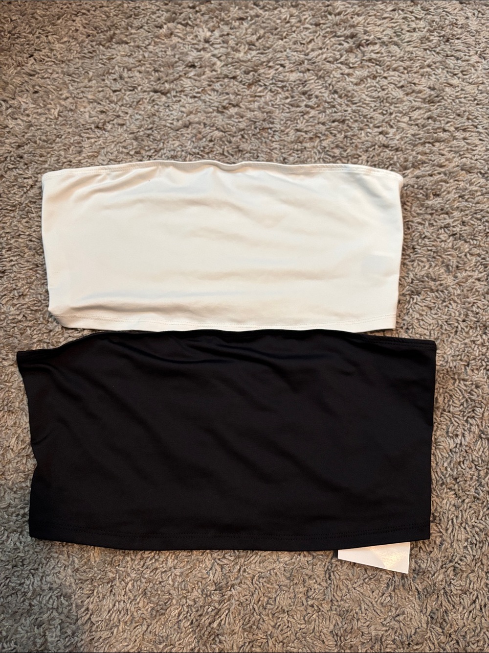 SHEIN Black and White Stretch Bandeau Tops Duo